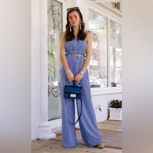 MDS STRIPES Pia Palazzo Pant  and Taylor Cropped Cami colbalt stripes